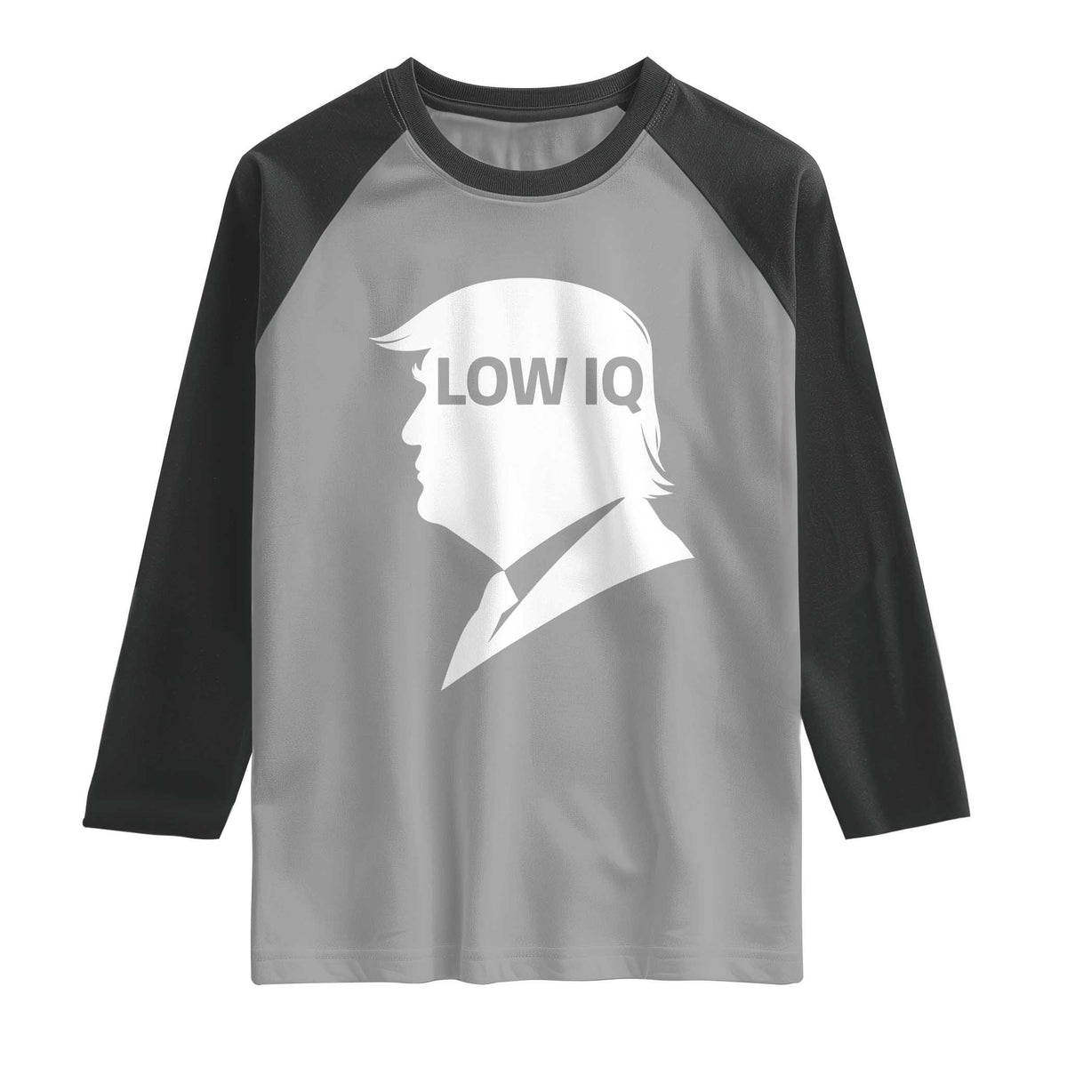 Low IQ Political Silhouette Profile Humor Raglan Shirt Satirical Politics Subtle Hate TS02 Sport Gray Black Print Your Wear