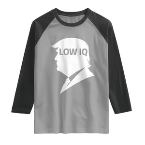 Low IQ Political Silhouette Profile Humor Raglan Shirt Satirical Politics Subtle Hate TS02 Sport Gray Black Print Your Wear
