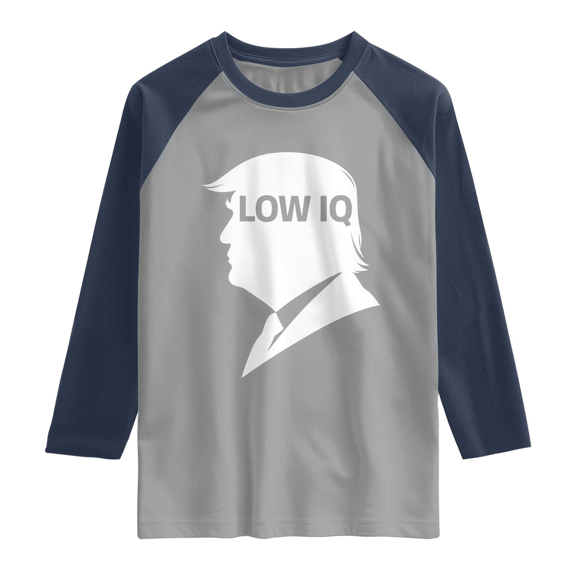 Low IQ Political Silhouette Profile Humor Raglan Shirt Satirical Politics Subtle Hate TS02 Sport Gray Navy Print Your Wear