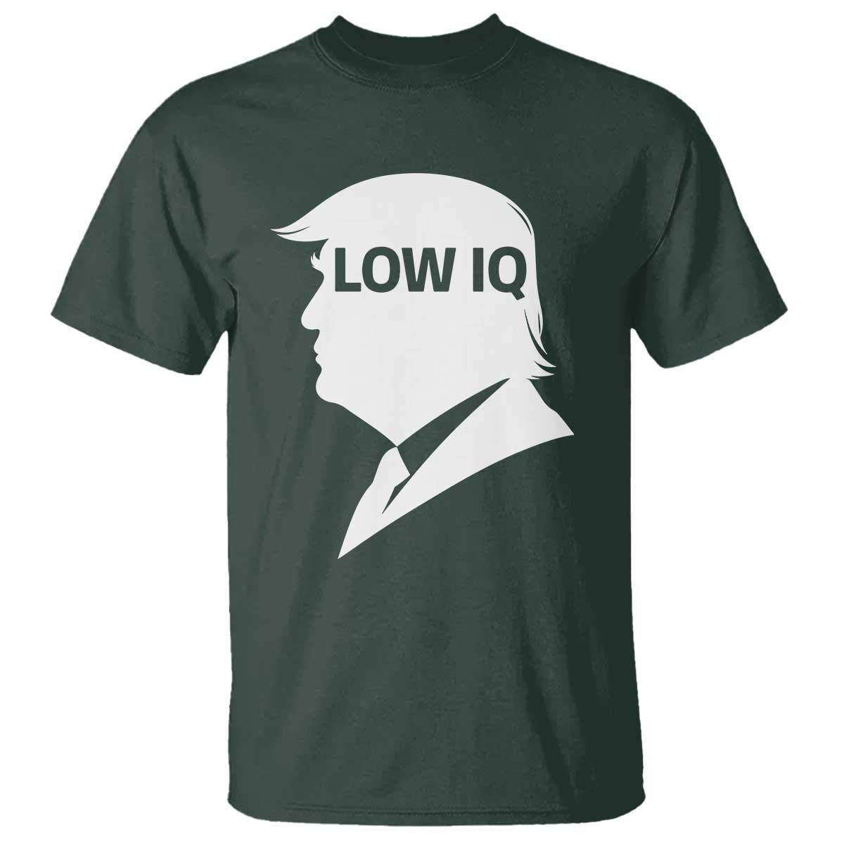 Low IQ Political Silhouette Profile Humor T Shirt Satirical Politics Subtle Hate TS02 Dark Forest Green Print Your Wear