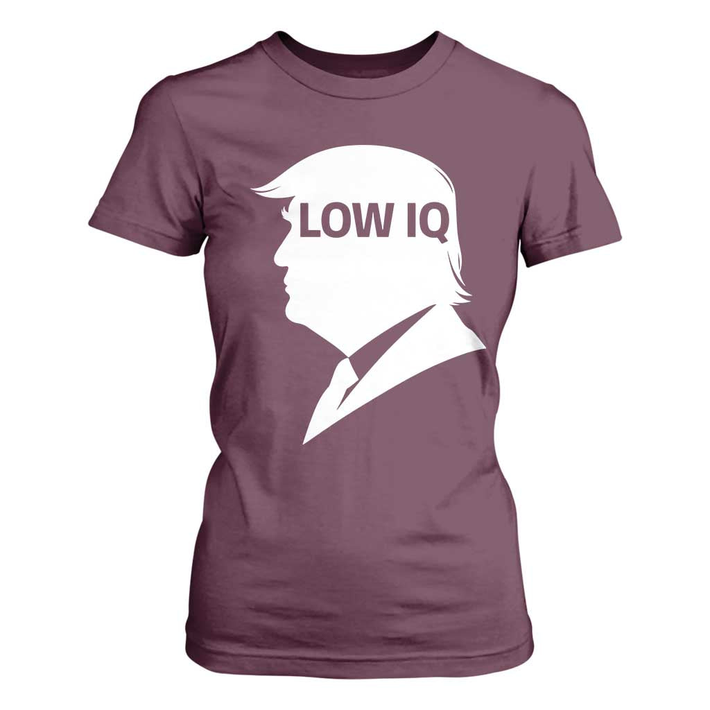 Low IQ Political Silhouette Profile Humor T Shirt For Women Satirical Politics Subtle Hate TS02 Maroon Print Your Wear