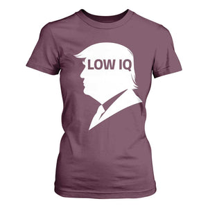 Low IQ Political Silhouette Profile Humor T Shirt For Women Satirical Politics Subtle Hate TS02 Maroon Print Your Wear