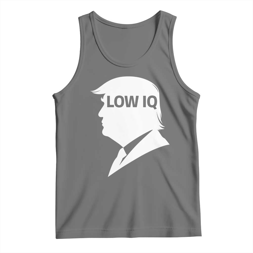Low IQ Political Silhouette Profile Humor Tank Top Satirical Politics Subtle Hate TS02 Black Heather Print Your Wear