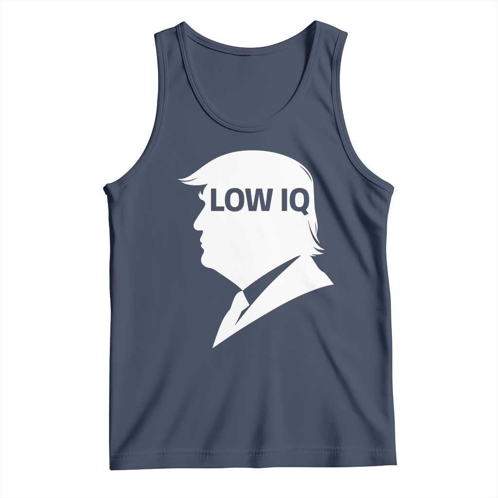 Low IQ Political Silhouette Profile Humor Tank Top Satirical Politics Subtle Hate TS02 Navy Print Your Wear