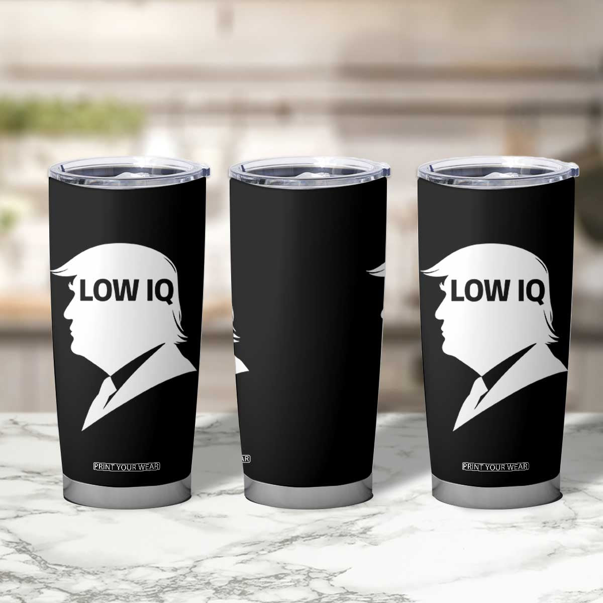 Low IQ Political Silhouette Profile Humor Tumbler Cup Satirical Politics Subtle Hate TS02 Print Your Wear