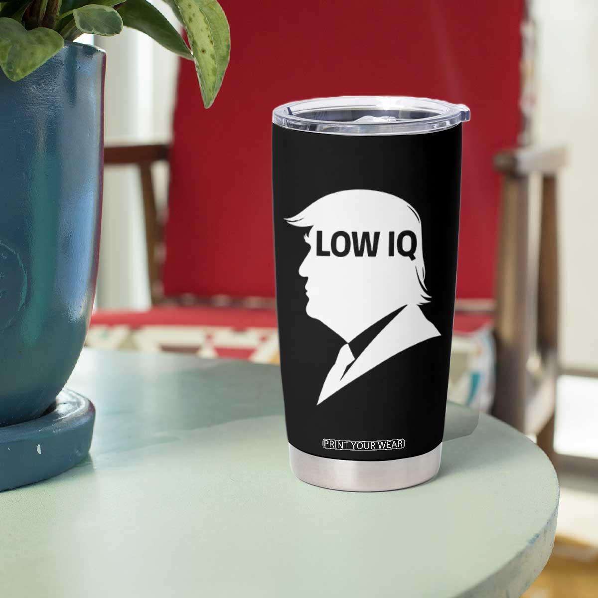 Low IQ Political Silhouette Profile Humor Tumbler Cup Satirical Politics Subtle Hate TS02 Print Your Wear