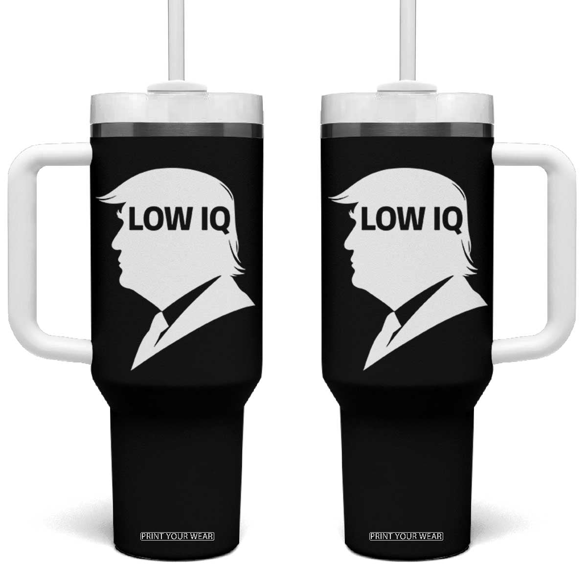 Low IQ Political Silhouette Profile Humor Tumbler With Handle Satirical Politics Subtle Hate TS02 One Size: 40 oz Black Print Your Wear