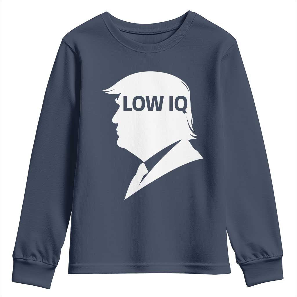 Low IQ Political Silhouette Profile Humor Youth Sweatshirt Satirical Politics Subtle Hate TS02 Navy Print Your Wear