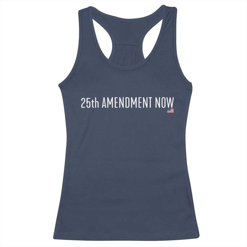 25th Amendment Now Minimalist Typography Graphic Racerback Tank Top Political Satire Patriotic American Flag TS02 Navy Print Your Wear