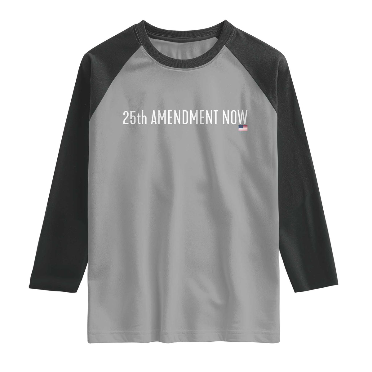 25th Amendment Now Minimalist Typography Graphic Raglan Shirt Political Satire Patriotic American Flag TS02 Sport Gray Black Print Your Wear