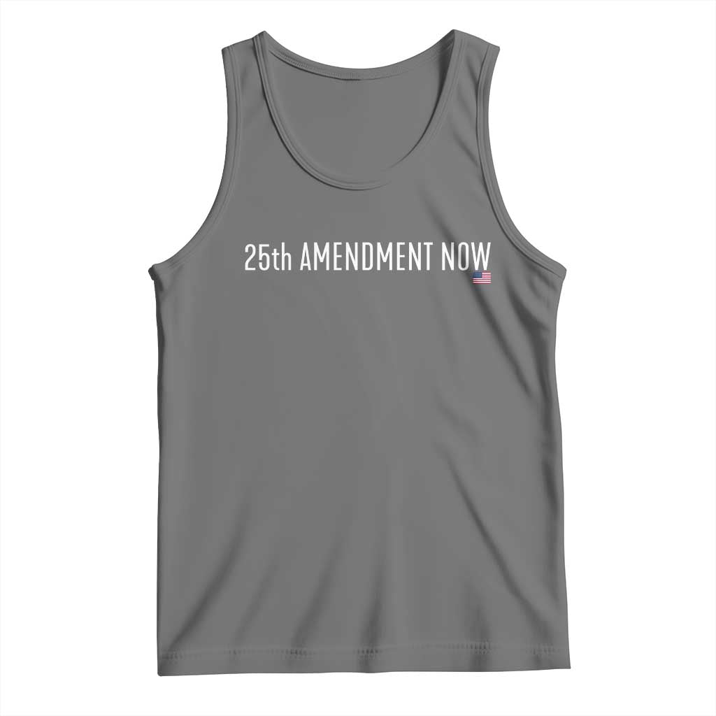 25th Amendment Now Minimalist Typography Graphic Tank Top Political Satire Patriotic American Flag TS02 Black Heather Print Your Wear