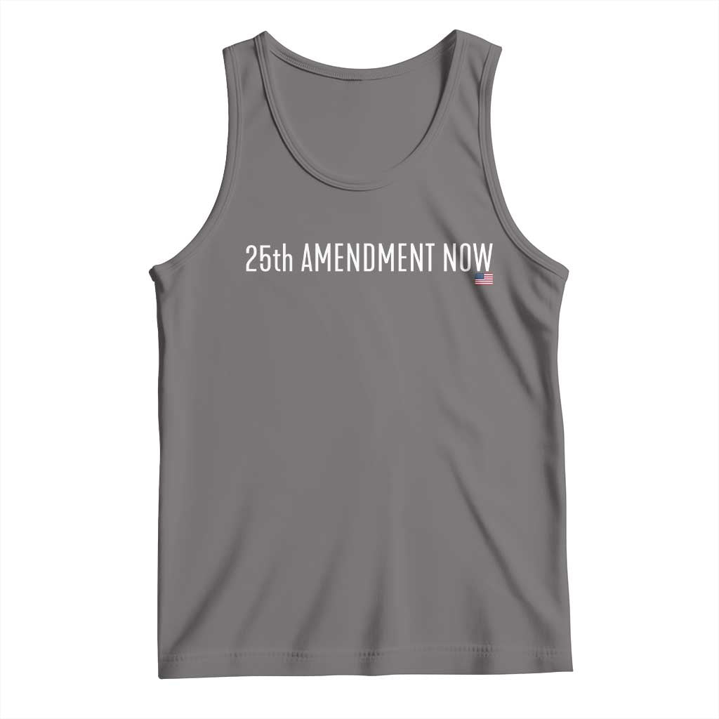 25th Amendment Now Minimalist Typography Graphic Tank Top Political Satire Patriotic American Flag TS02 Deep Heather Print Your Wear