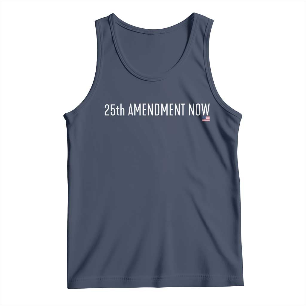 25th Amendment Now Minimalist Typography Graphic Tank Top Political Satire Patriotic American Flag TS02 Navy Print Your Wear