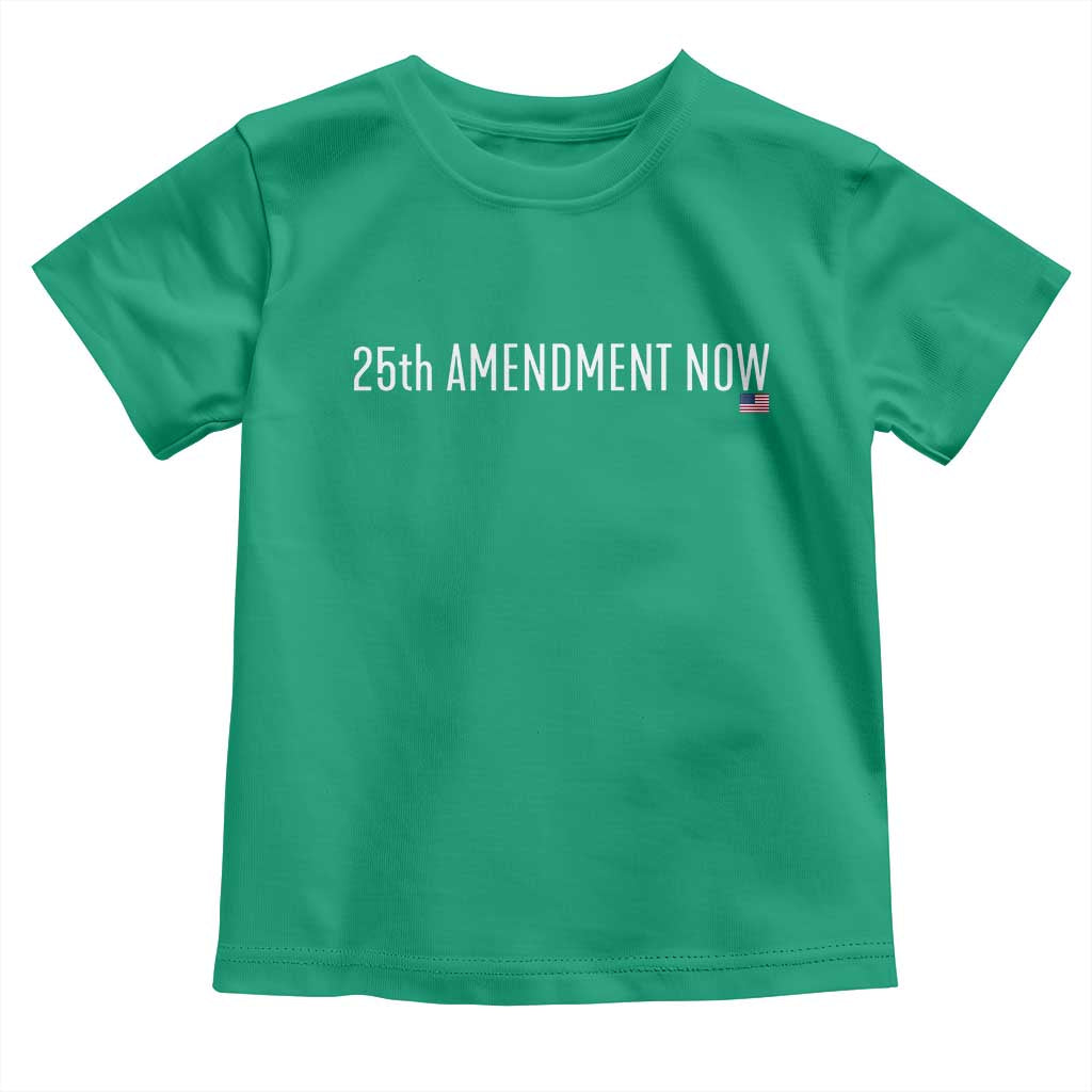 25th Amendment Now Minimalist Typography Graphic Toddler T Shirt Political Satire Patriotic American Flag TS02 Irish Green Print Your Wear