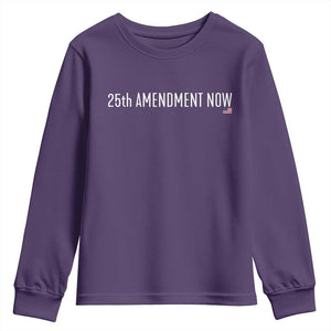 25th Amendment Now Minimalist Typography Graphic Youth Sweatshirt Political Satire Patriotic American Flag TS02 Purple Print Your Wear