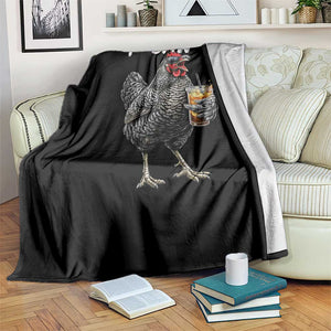 F-CAW-F Sarcastic Chicken Drinking Coffee Throw Blanket Funny Morning Mood Grumpy Hen Iced Coffee Lover TS02 Print Your Wear