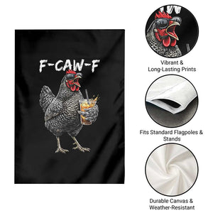 F-CAW-F Sarcastic Chicken Drinking Coffee Garden Flag Funny Morning Mood Grumpy Hen Iced Coffee Lover TS02 Print Your Wear