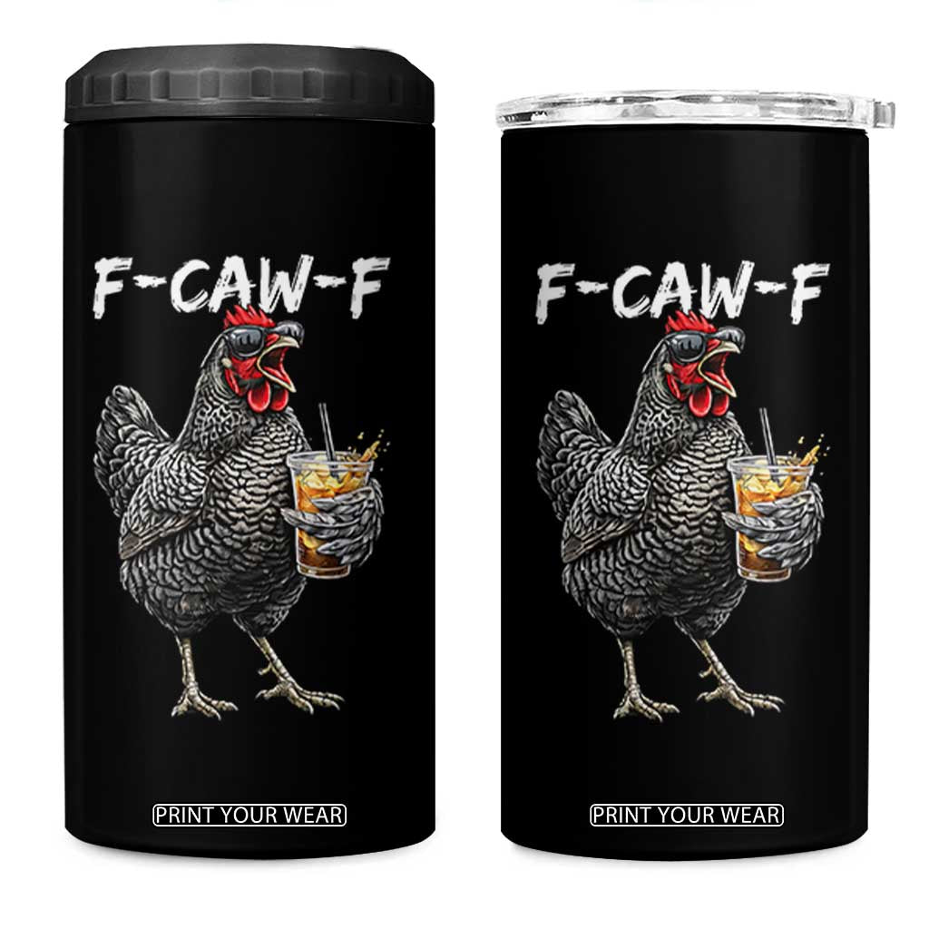 F-CAW-F Sarcastic Chicken Drinking Coffee 4 in 1 Can Cooler Tumbler Funny Morning Mood Grumpy Hen Iced Coffee Lover TS02 One Size: 16 oz Black Print Your Wear