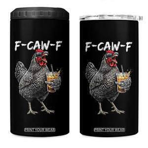 F-CAW-F Sarcastic Chicken Drinking Coffee 4 in 1 Can Cooler Tumbler Funny Morning Mood Grumpy Hen Iced Coffee Lover TS02 One Size: 16 oz Black Print Your Wear