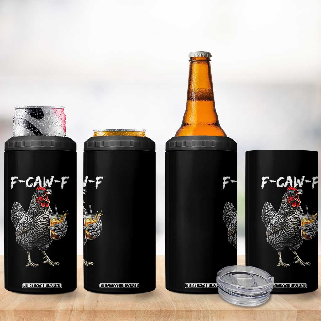 F-CAW-F Sarcastic Chicken Drinking Coffee 4 in 1 Can Cooler Tumbler Funny Morning Mood Grumpy Hen Iced Coffee Lover TS02 Print Your Wear