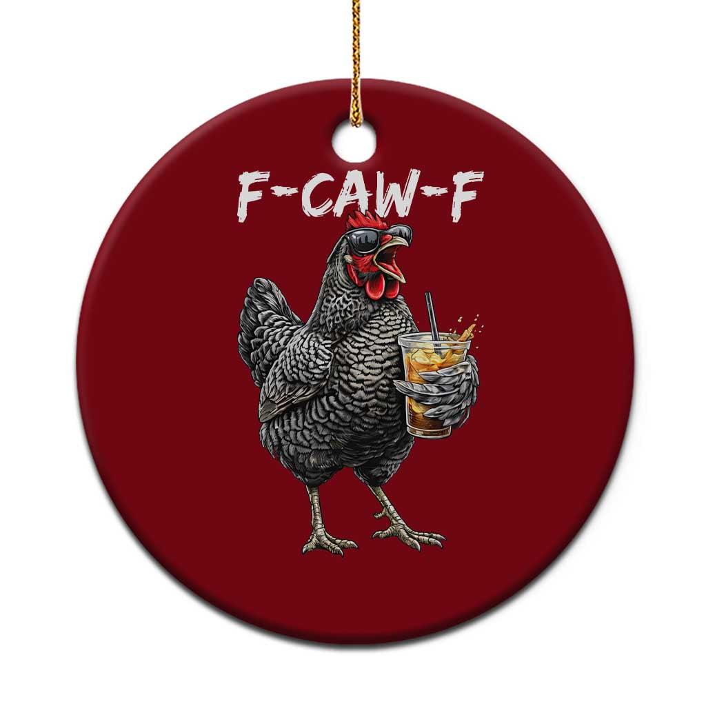 F-CAW-F Sarcastic Chicken Drinking Coffee Ceramic Ornament Funny Morning Mood Grumpy Hen Iced Coffee Lover TS02 1pc Red Print Your Wear