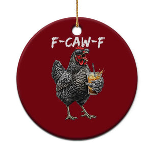 F-CAW-F Sarcastic Chicken Drinking Coffee Ceramic Ornament Funny Morning Mood Grumpy Hen Iced Coffee Lover TS02 1pc Red Print Your Wear