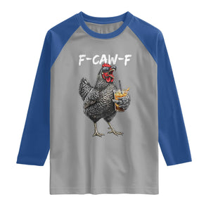 F-CAW-F Sarcastic Chicken Drinking Coffee Raglan Shirt Funny Morning Mood Grumpy Hen Iced Coffee Lover TS02 Sport Gray Royal Print Your Wear