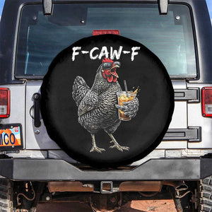 F-CAW-F Sarcastic Chicken Drinking Coffee Spare Tire Cover Funny Morning Mood Grumpy Hen Iced Coffee Lover TS02 No hole Black Print Your Wear
