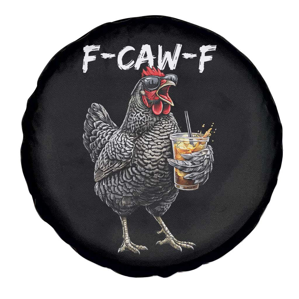 F-CAW-F Sarcastic Chicken Drinking Coffee Spare Tire Cover Funny Morning Mood Grumpy Hen Iced Coffee Lover TS02 Print Your Wear