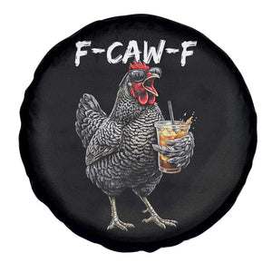 F-CAW-F Sarcastic Chicken Drinking Coffee Spare Tire Cover Funny Morning Mood Grumpy Hen Iced Coffee Lover TS02 Print Your Wear