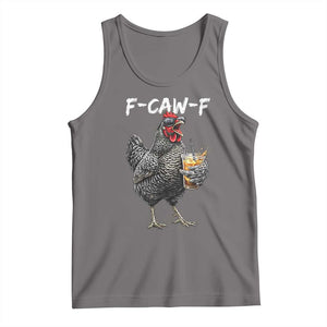 F-CAW-F Sarcastic Chicken Drinking Coffee Tank Top Funny Morning Mood Grumpy Hen Iced Coffee Lover TS02 Deep Heather Print Your Wear