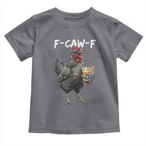 F-CAW-F Sarcastic Chicken Drinking Coffee Toddler T Shirt Funny Morning Mood Grumpy Hen Iced Coffee Lover TS02 Charcoal Print Your Wear
