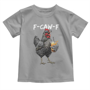 F-CAW-F Sarcastic Chicken Drinking Coffee Toddler T Shirt Funny Morning Mood Grumpy Hen Iced Coffee Lover TS02 Sport Gray Print Your Wear
