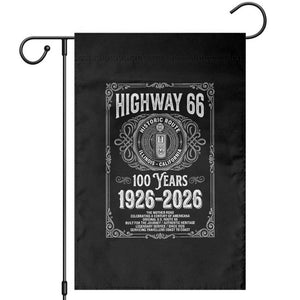 Historic Mother Road Highway 66 Garden Flag Centennial 1926-2026 Classic Gas Pump Filigree Graphic TS02 Black Print Your Wear