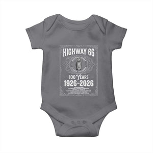 Historic Mother Road Highway 66 Baby Onesie Centennial 1926-2026 Classic Gas Pump Filigree Graphic TS02 Charcoal Print Your Wear