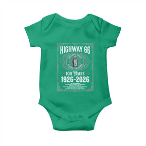 Historic Mother Road Highway 66 Baby Onesie Centennial 1926-2026 Classic Gas Pump Filigree Graphic TS02 Irish Green Print Your Wear