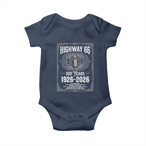 Historic Mother Road Highway 66 Baby Onesie Centennial 1926-2026 Classic Gas Pump Filigree Graphic TS02 Navy Print Your Wear