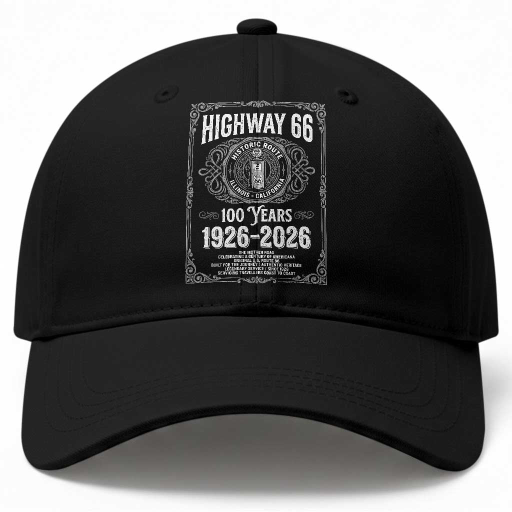 Historic Mother Road Highway 66 Baseball Cap Centennial 1926-2026 Classic Gas Pump Filigree Graphic TS02 Print Your Wear