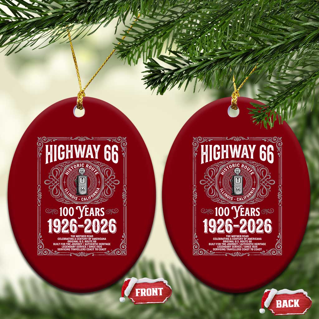 Historic Mother Road Highway 66 Ceramic Ornament Centennial 1926-2026 Classic Gas Pump Filigree Graphic TS02 Print Your Wear