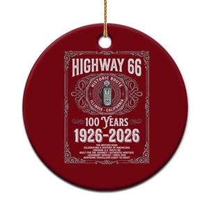 Historic Mother Road Highway 66 Ceramic Ornament Centennial 1926-2026 Classic Gas Pump Filigree Graphic TS02 1pc Red Print Your Wear