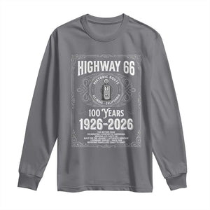Historic Mother Road Highway 66 Long Sleeve Shirt Centennial 1926-2026 Classic Gas Pump Filigree Graphic TS02 Charcoal Print Your Wear