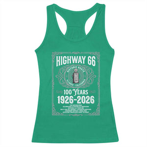 Historic Mother Road Highway 66 Racerback Tank Top Centennial 1926-2026 Classic Gas Pump Filigree Graphic TS02 Irish Green Print Your Wear