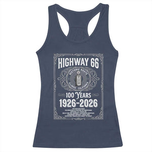 Historic Mother Road Highway 66 Racerback Tank Top Centennial 1926-2026 Classic Gas Pump Filigree Graphic TS02 Navy Print Your Wear