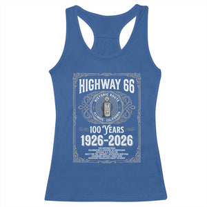 Historic Mother Road Highway 66 Racerback Tank Top Centennial 1926-2026 Classic Gas Pump Filigree Graphic TS02 Royal Blue Print Your Wear