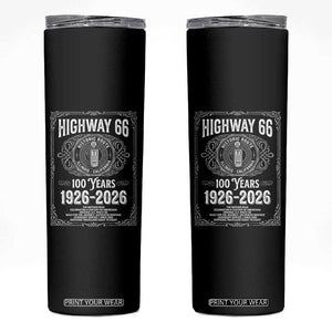 Historic Mother Road Highway 66 Skinny Tumbler Centennial 1926-2026 Classic Gas Pump Filigree Graphic TS02 Black Print Your Wear