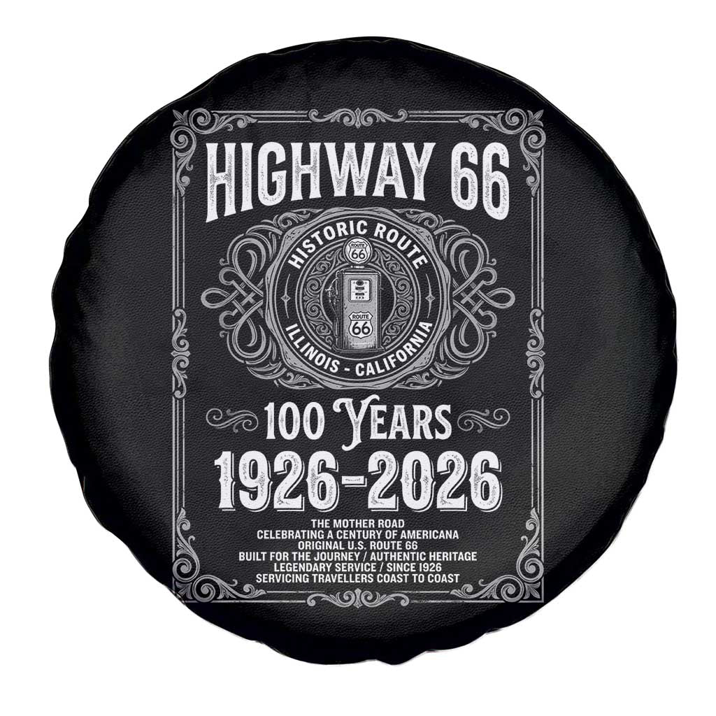Historic Mother Road Highway 66 Spare Tire Cover Centennial 1926-2026 Classic Gas Pump Filigree Graphic TS02 Print Your Wear