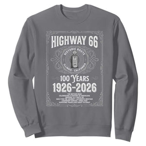 Historic Mother Road Highway 66 Sweatshirt Centennial 1926-2026 Classic Gas Pump Filigree Graphic TS02 Charcoal Print Your Wear