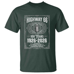 Historic Mother Road Highway 66 T Shirt Centennial 1926-2026 Classic Gas Pump Filigree Graphic TS02 Dark Forest Green Print Your Wear