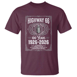 Historic Mother Road Highway 66 T Shirt Centennial 1926-2026 Classic Gas Pump Filigree Graphic TS02 Maroon Print Your Wear