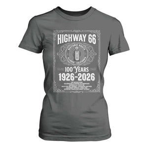Historic Mother Road Highway 66 T Shirt For Women Centennial 1926-2026 Classic Gas Pump Filigree Graphic TS02 Dark Heather Print Your Wear